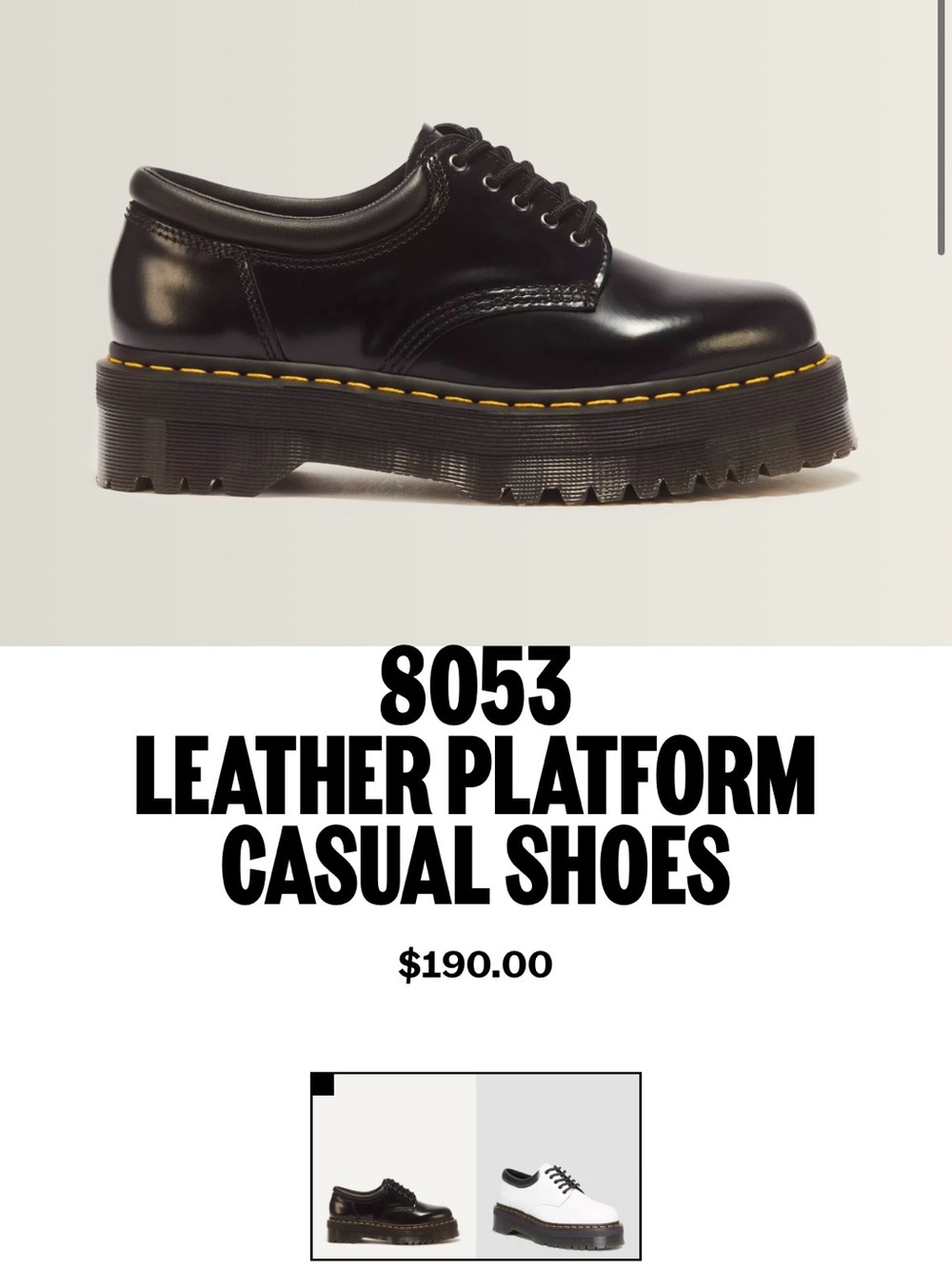 Leather Platform Casual Shoes - Black